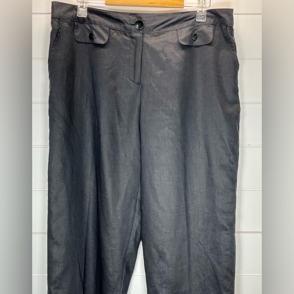 Carole Little VTG Pants Womens 14 Cropped Wide Leg Linen Beachy Coastal Resort - Picture 2 of 12